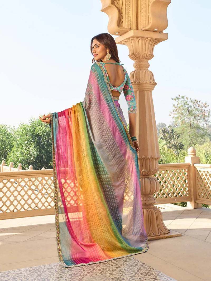 Laxmipati Multicolor Georgette Ombre Saree