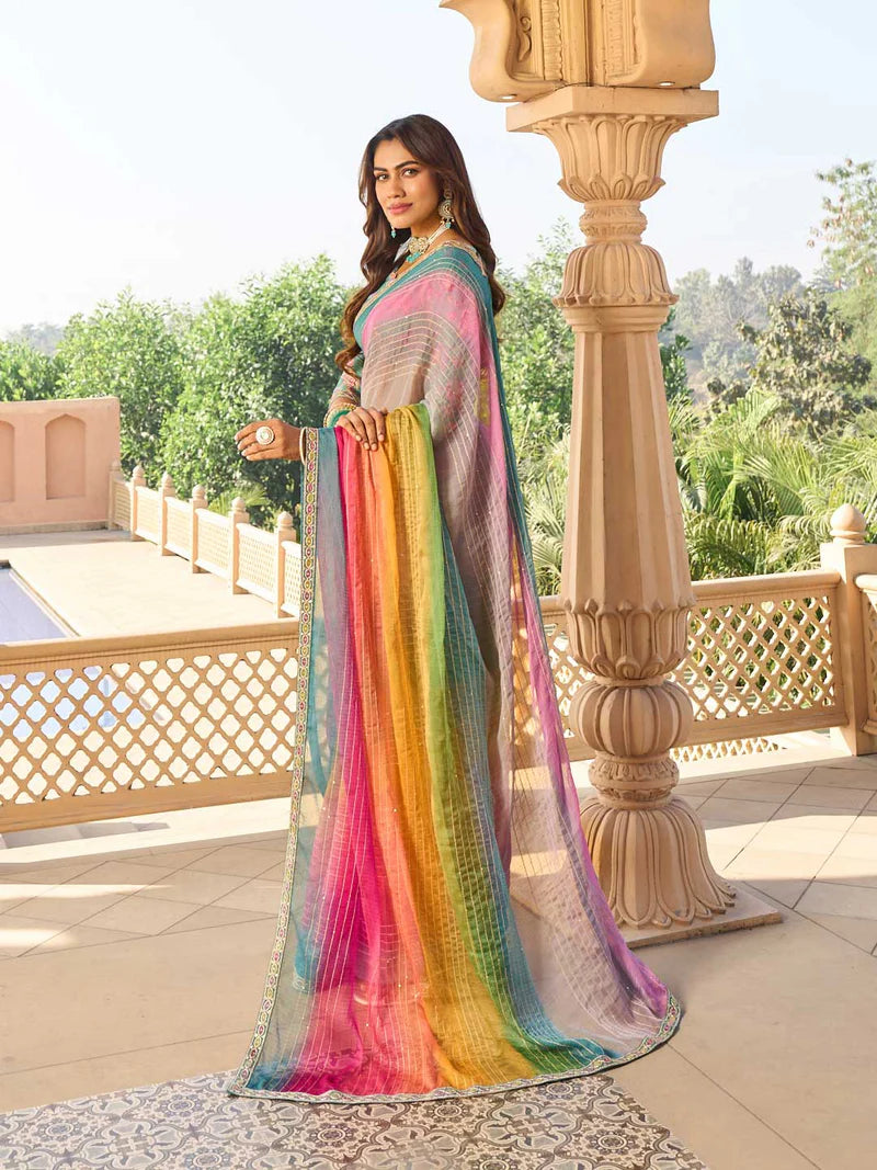 Laxmipati Multicolor Georgette Ombre Saree