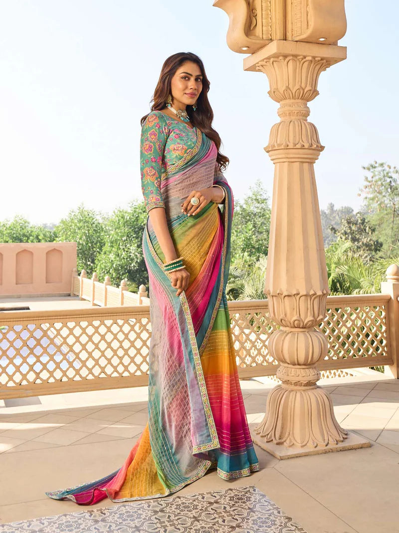 Laxmipati Multicolor Georgette Ombre Saree