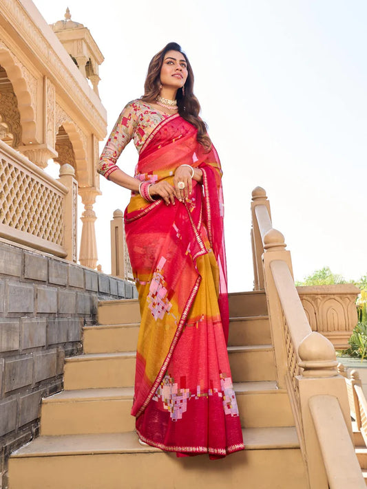 Laxmipati Multicolor Chiffon Ombre Saree
